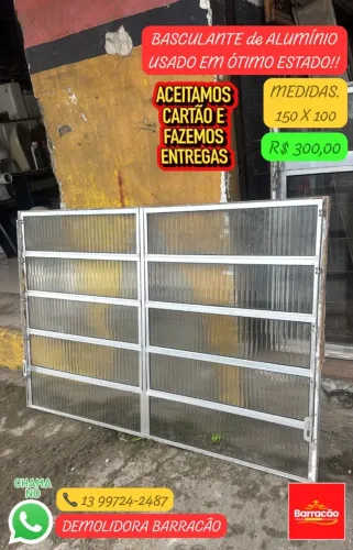 Basculante de Alumínio 150x100 em Ótimo Estado
