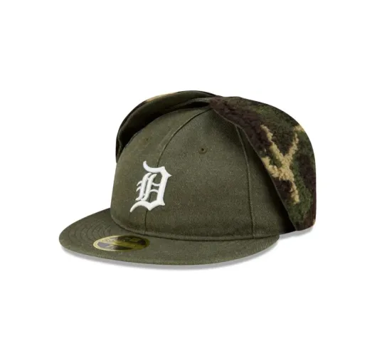 Boné Detroit tigers verde militar - New era - 59fifty  - Baseball - Ear dog - Retro crown