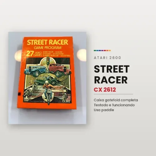 Jogo/Cartucho Atari 2600 Street Racer CX2612 caixa gatefold completa com manual