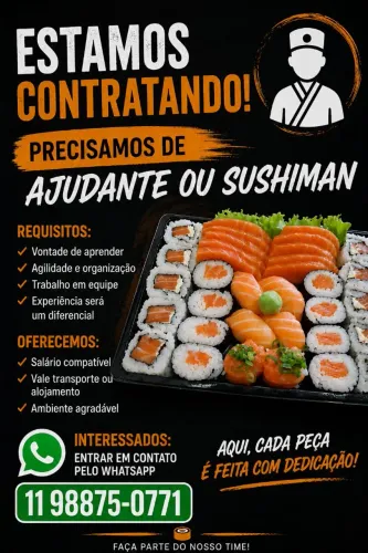 Precisa de sushimam ou ajudante prático 