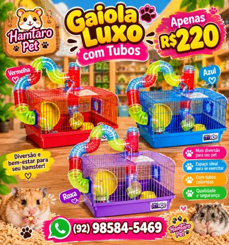 Gaiola luxo com tubos para hamster