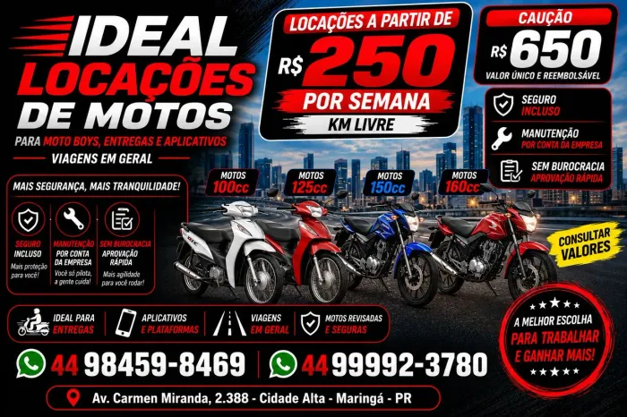 Alugo motos para profissionais
