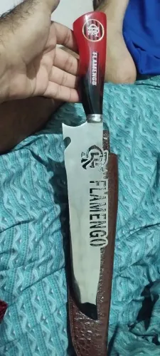 Faca para Churrasco Flamengo Aço Inox com Bainha - Nunca Usada