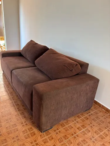 SOFÁ 3 LUGARES MARROM CHOCOLATE SUEDE 2,00M - RETIRA HOJE R$350| RIBEIRÃO PRETO