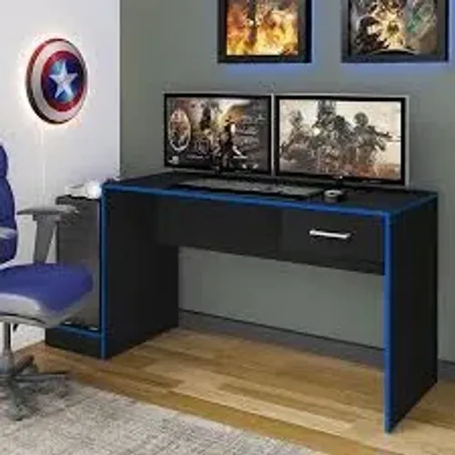 Escrivaninha Gamer Preto.Azul Artely - Entrega Rápida!