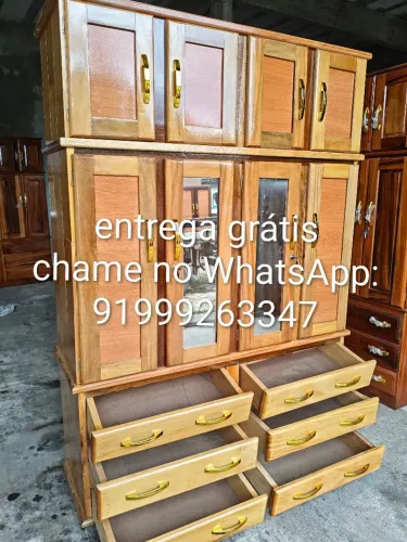 Guarda roupa de 4 portas espelhado madeira e lei entrega grátis.