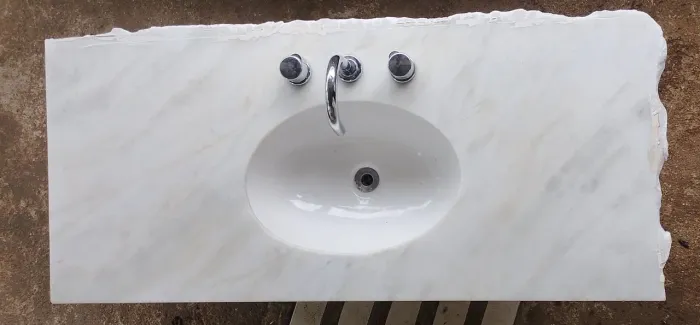 LAVATÓRIO EM MÁRMORE BRANCO<br>PEÇA COMPLETA PRONTA PARA INSTALAR!!