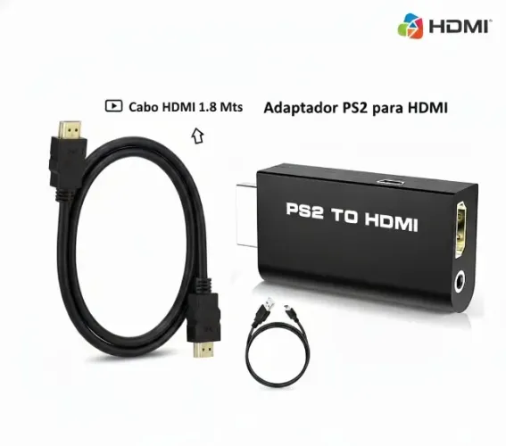Kit Adapt Ps2 P/ Hdmi + Cabo Hdmi 1,8 Metros *ENTREGA GRÁTIS*