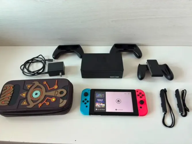 Nintendo Switch V1 (HAC-001) - Compatível com Desbloqueio - Kit Completo