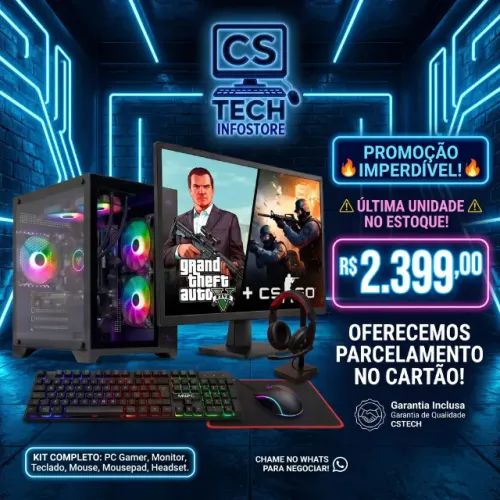 Computador PC Gamer Completo Ryzen Com Monitor | Novo Com Garantia