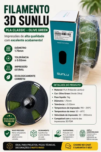Filamento Pla Sunlu PLA - Olive Green