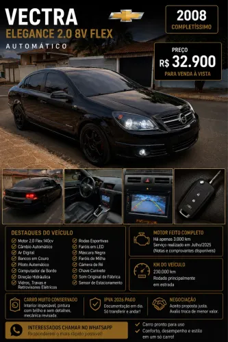 Chevrolet Vectra Elegan. 2.0 MPFI 8V Flexpower AUT 2008