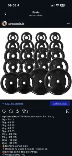 Anilha Emborrachada 4kg - R$ 52