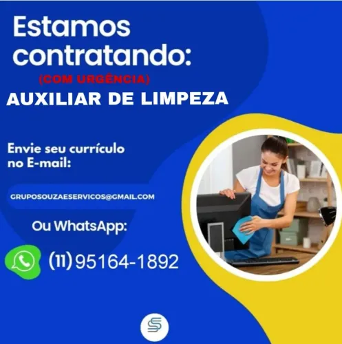 Contrata-se Auxiliar de limpeza - Cajamar