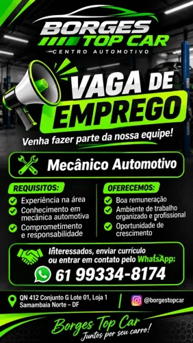 Procuro mecânico automotivo com experiência para começar a trabalhar imediatamente