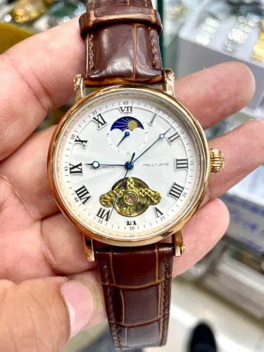 Relógio Masculino Automático Pallyjane Luxo Couro Premium