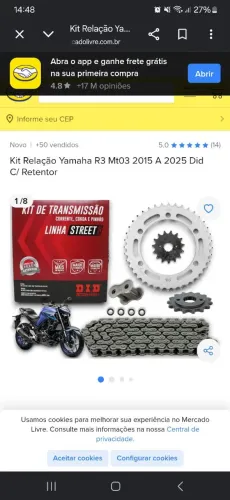 Vendo kit transmissão R3/Mt03