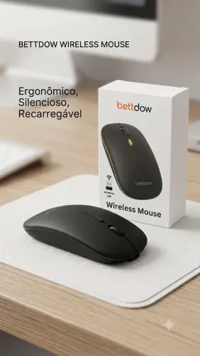 Mouse Sem Fio Bettdow Recarregável e Silencioso