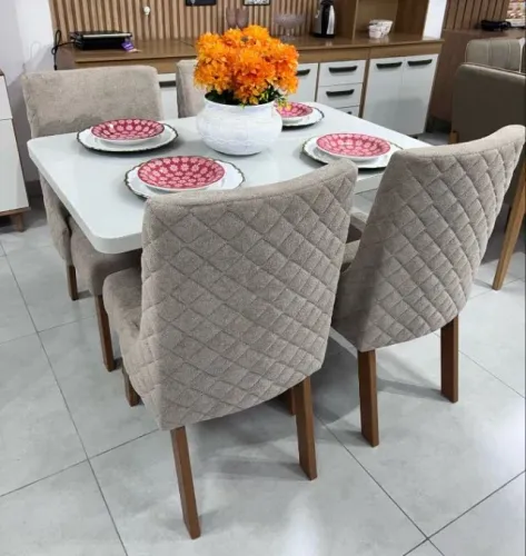 Mesa de Jantar Lucca com 4 cadeiras Infinity 120x80 - Capital Atacadista