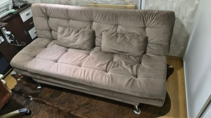 Melhor preço! Sofá cama reclinável - Suede - Castanho - LinoForte