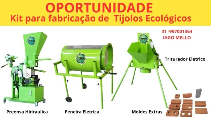 Kit de Maquina Hidraulica para Tijolo Ecologico