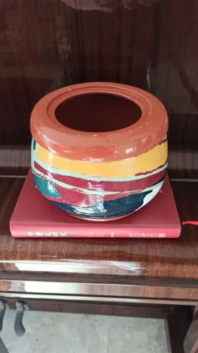 Vaso cachepô em cerâmica colorida