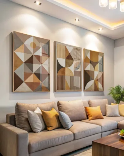 Conjunto Quadros Decorativos Abstrato Geometria 70x100