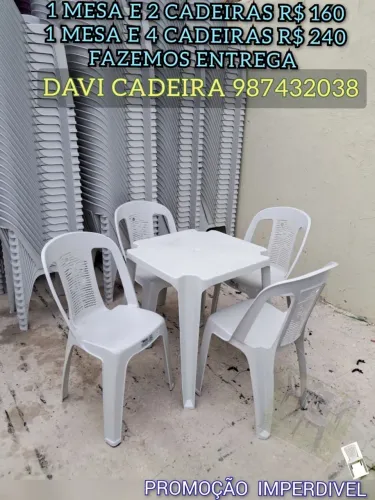 CONJUNTO DE MESA MAIS CADEIRA DE PLASTICO NF FM PARA S SAIR LOGO