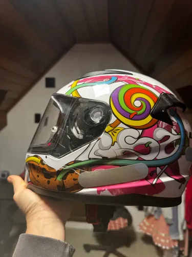 Capacete LS2 FF353J Rapid Junior Crazy Pop Infantil Branco/Rosa