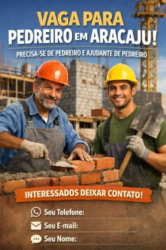 Vaga para Pedreiro e Ajudante de Pedreiro
