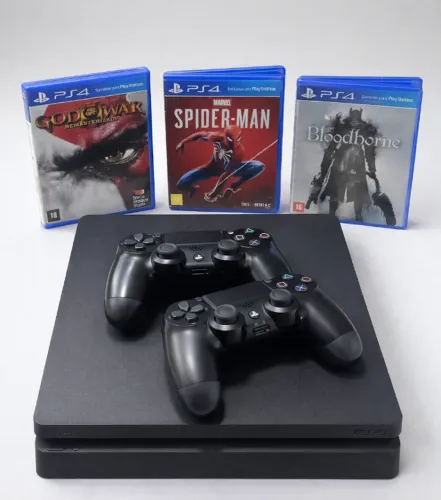 PlayStation 4 Slim 500GB Completo + Controle Original - Ótimo Estado