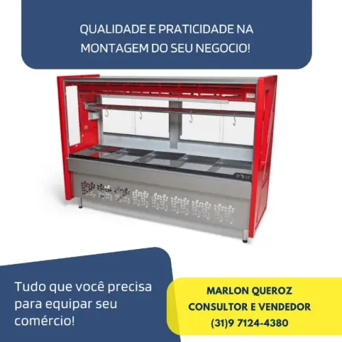 Balcão de Açougue 1,75M Vermelho Polar