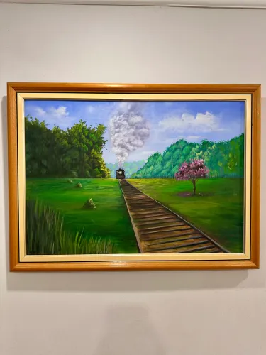 Pintura Óleo sobre tela Trem da Felicidade 50x70cm