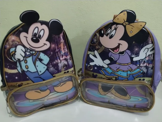 Conjunto de Mochilas Novas Mickey e Minie 30x24x10 cm
