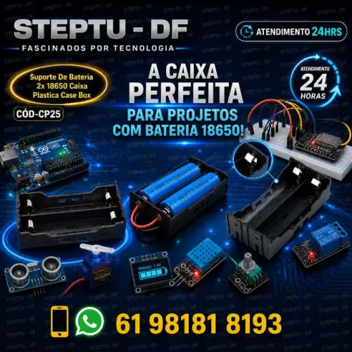 Suporte De Bateria 2x 18650 Caixa Plastica Case Box Arduino Automação Robotica COD-CP25   