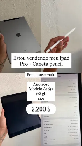 Ipad Pro 12.9 primeira geração + caneta Pencil