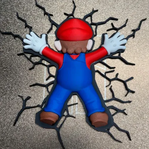 Mario Quebrando a Parede 3D - Decoração Gamer