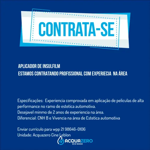 Aplicador de Insulfilm - Estética Automotiva