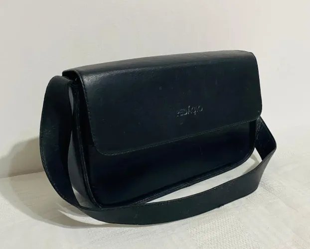 Bolsa preta estruturada Pedágio couro pasta