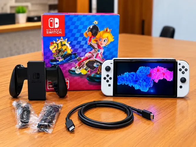 Nintendo Switch OLED 64GB + Caixa e Acessórios Originais