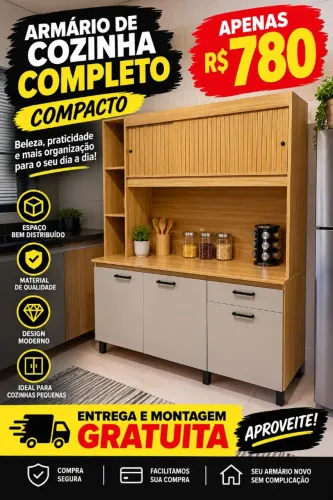 Armário de cozinha compacto, promoção inclusa com entrega e montagemm
