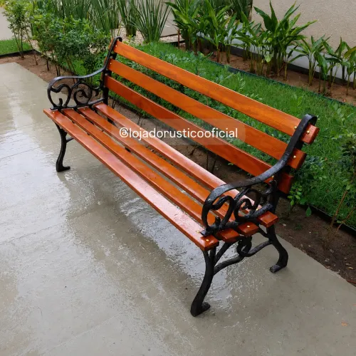 Banco de Praça/Jardim em Madeira de Lei - Modelo Francês ou Tamanduá - 1,50 m