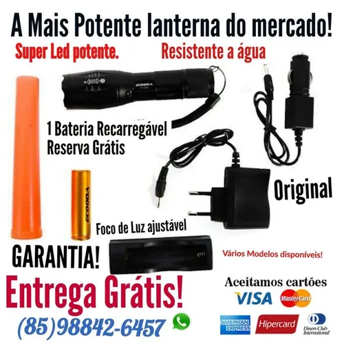 A melhor lanterna profissional bateria recarregável reserva entrega Grátis