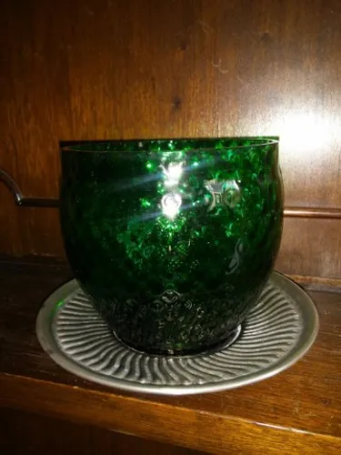 Bomboniere de vidro e prato com banho de prata