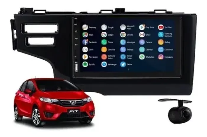 Central Multimídia Honda Fit 2015 com Moldura + Câmera de Ré 