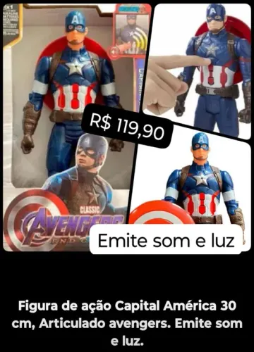 Figuras de Ação 30cm - Avengers - Emite Som e Luz