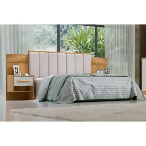 Cabeceira Casal Íris Larg. 2.45m com Detalhe Ripado 100% MDF  !! Rf722m