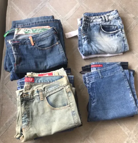 Lote de peças de calças Jeans feminina  de marca/ bazar10 peças por 100 reais