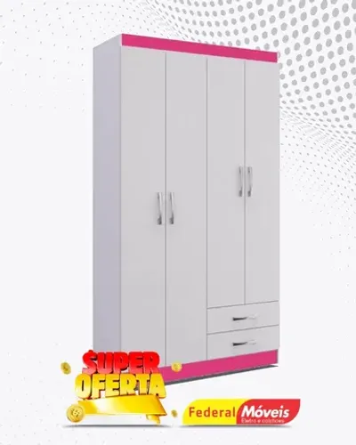 Guarda Roupa Solteiro 4 Portas 2 Gavetas Promoçao Fazemos Entrega Novo