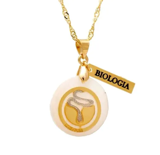 Colar Feminino Biologia em madrepérola folheado a Ouro 18k